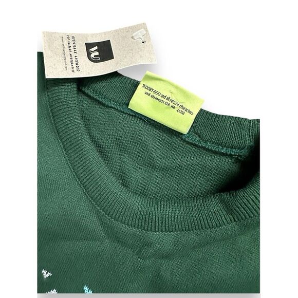 NWT Scooby Doo Mens Knitted Christmas Munchies Pullover Green Acrylic Sweater S - Picture 5 of 12